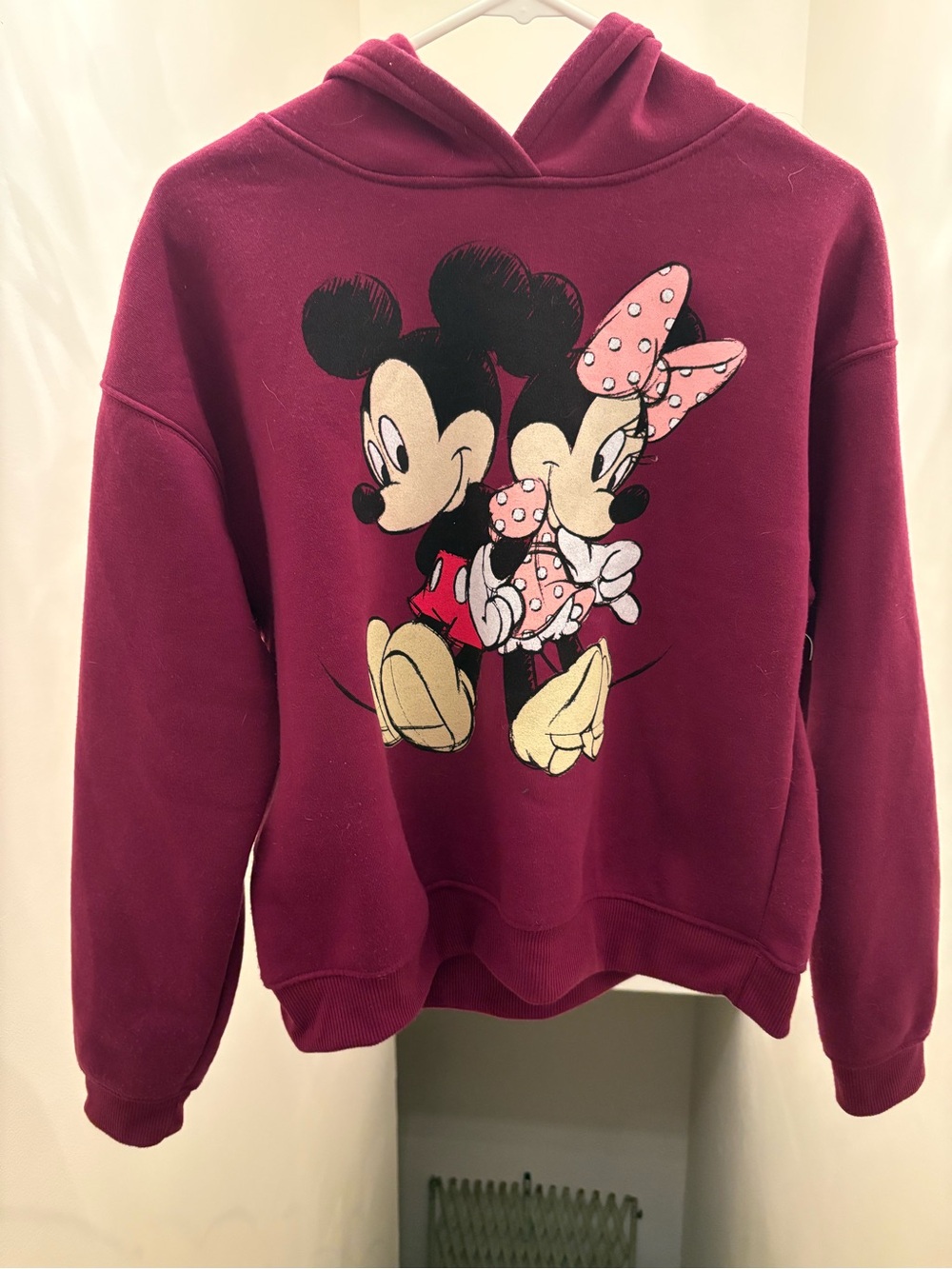 Original Burgundy Mickey & Minnie Graphic Hoodie, LGE